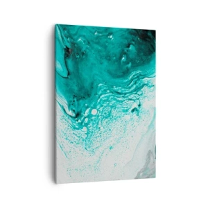 Impression sur toile - Image sur toile - Composition abstraite dans des tons turquoise sur fond blanc - 50x70cm - Se fondre dans le bleu et le turquoise - Décoration murale moderne pour le salon et la chambre ARTTOR