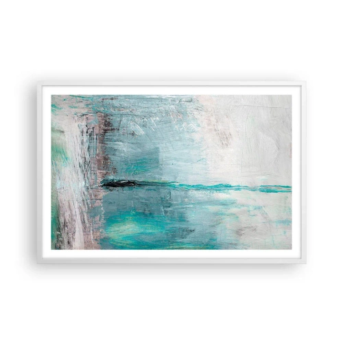 Affiche dans un cadre blanc - Poster - Horizontalement en bleu - 91x61 cm