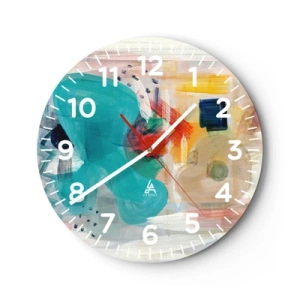Horloge murale - Pendule murale - Jeu de couleurs - 40x40 cm