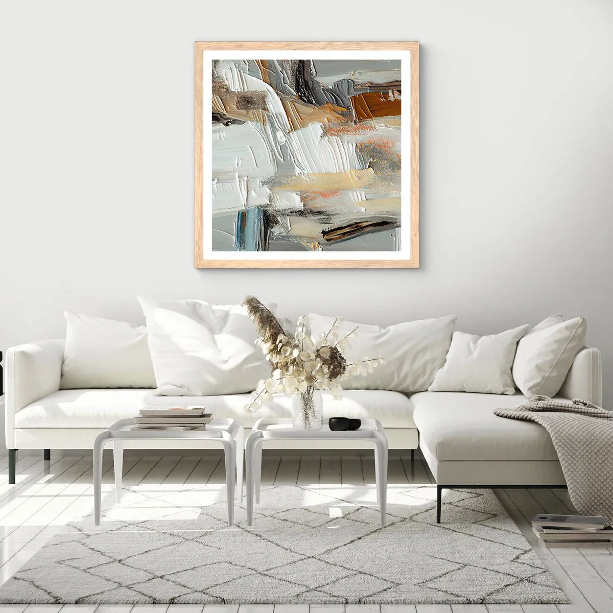 Affiche dans un chêne clair - Poster - Couches colorées - 40x40 cm