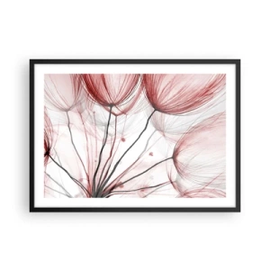 Affiche dans un cadre noir - Poster - Fleurs délicates dans des tons de rouge sur fond clair - 70x50cm - Avant le départ - Décoration murale moderne pour le salon et la chambre ARTTOR