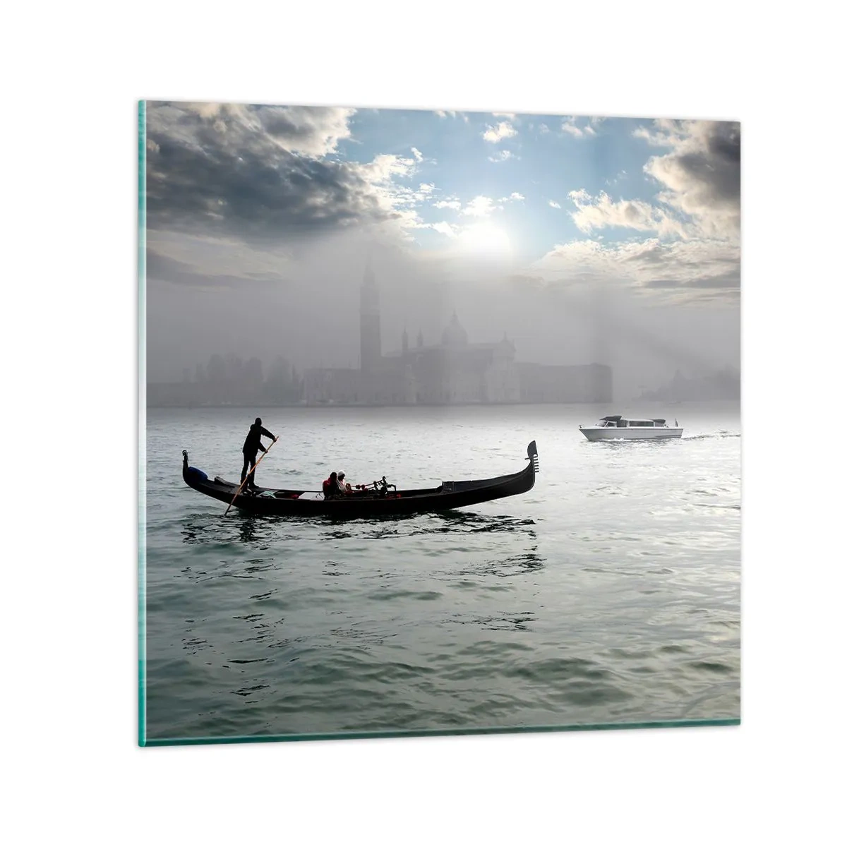 Impression sur verre - Image sur verre - Une ville fabuleuse faite d'eau et de brouillard - 60x60 cm