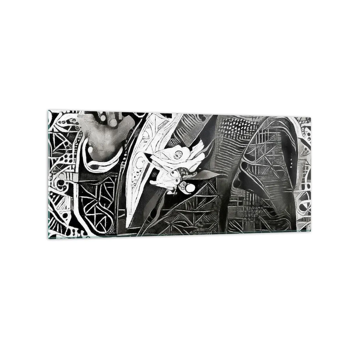 Impression sur verre - Image sur verre - Abstraction élégante d'un homme en costume en noir et blanc - 120x50cm - Seulement en apparence un homme froid - Décoration murale moderne pour le salon et la chambre ARTTOR