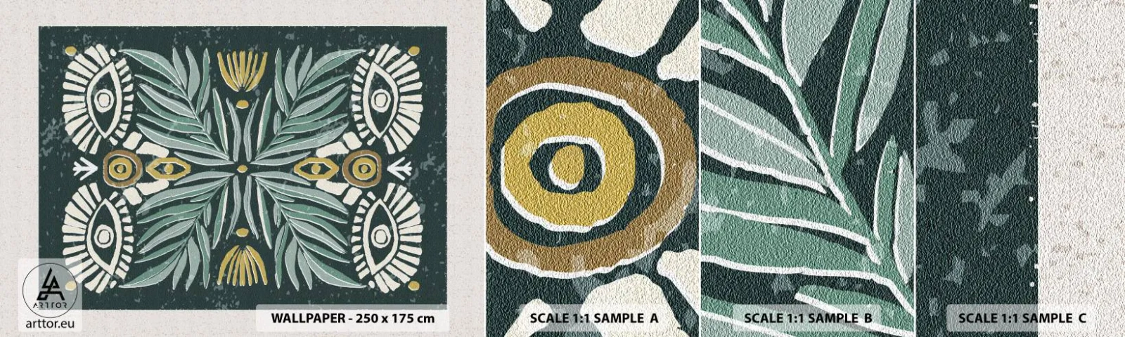 Échantillon de Papier Peint Autocollant Deluxe Sticker - Comme une découpe folklorique - Bohème, Modèle, Botanique - 100x30 cm