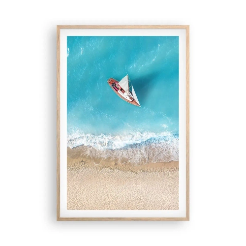 Affiche dans un chêne clair - Poster - A la frontière de l'azur et de l'or - 61x91 cm