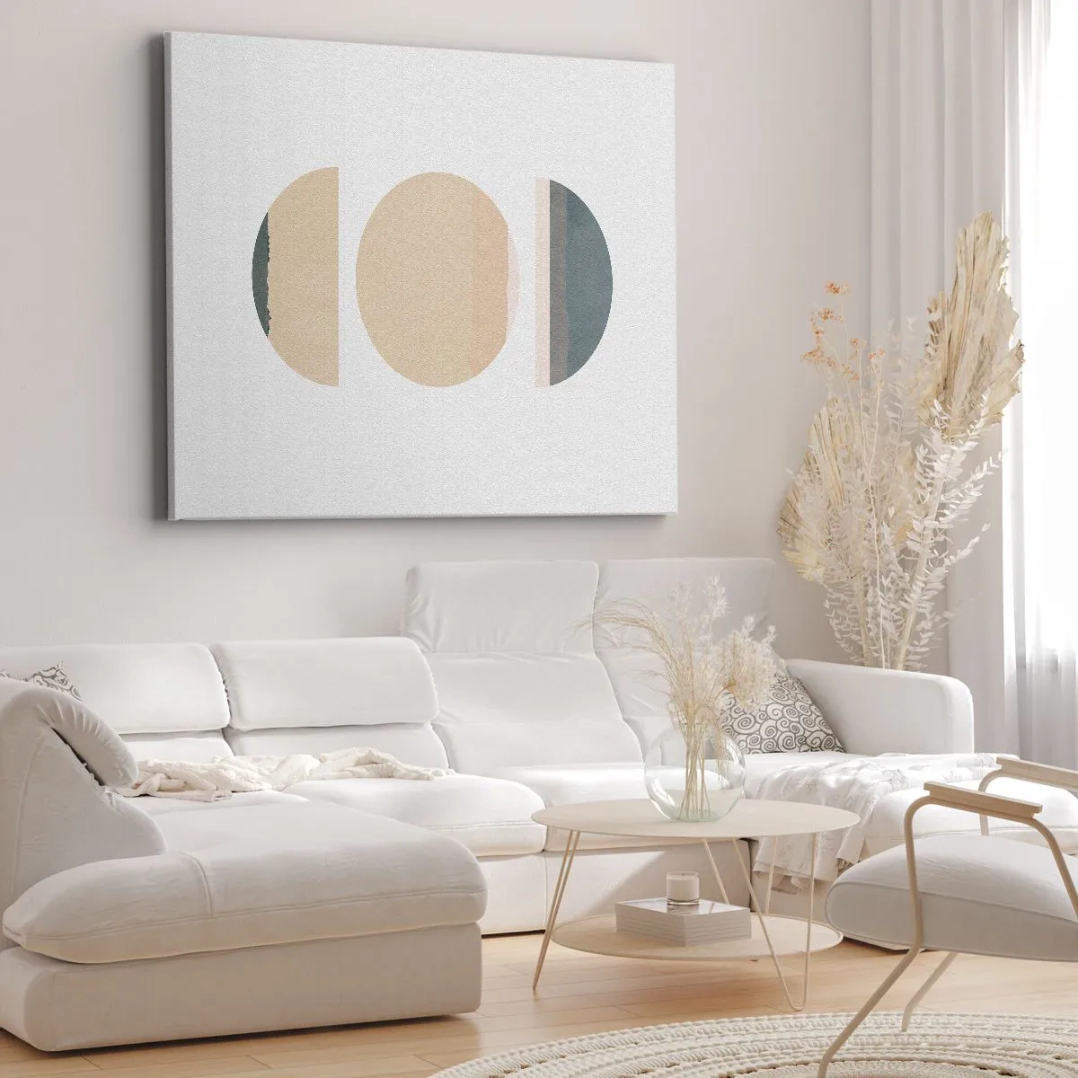 Impression sur toile - Image sur toile - Formes géométriques abstraites aux couleurs pastel - 120x80cm - Cercles après cercles - Décoration murale moderne pour le salon et la chambre ARTTOR