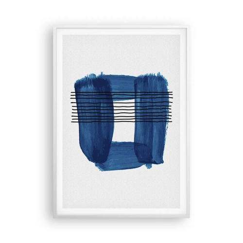 Affiche dans un cadre blanc - Poster - Composition noire-bleue - 70x100 cm