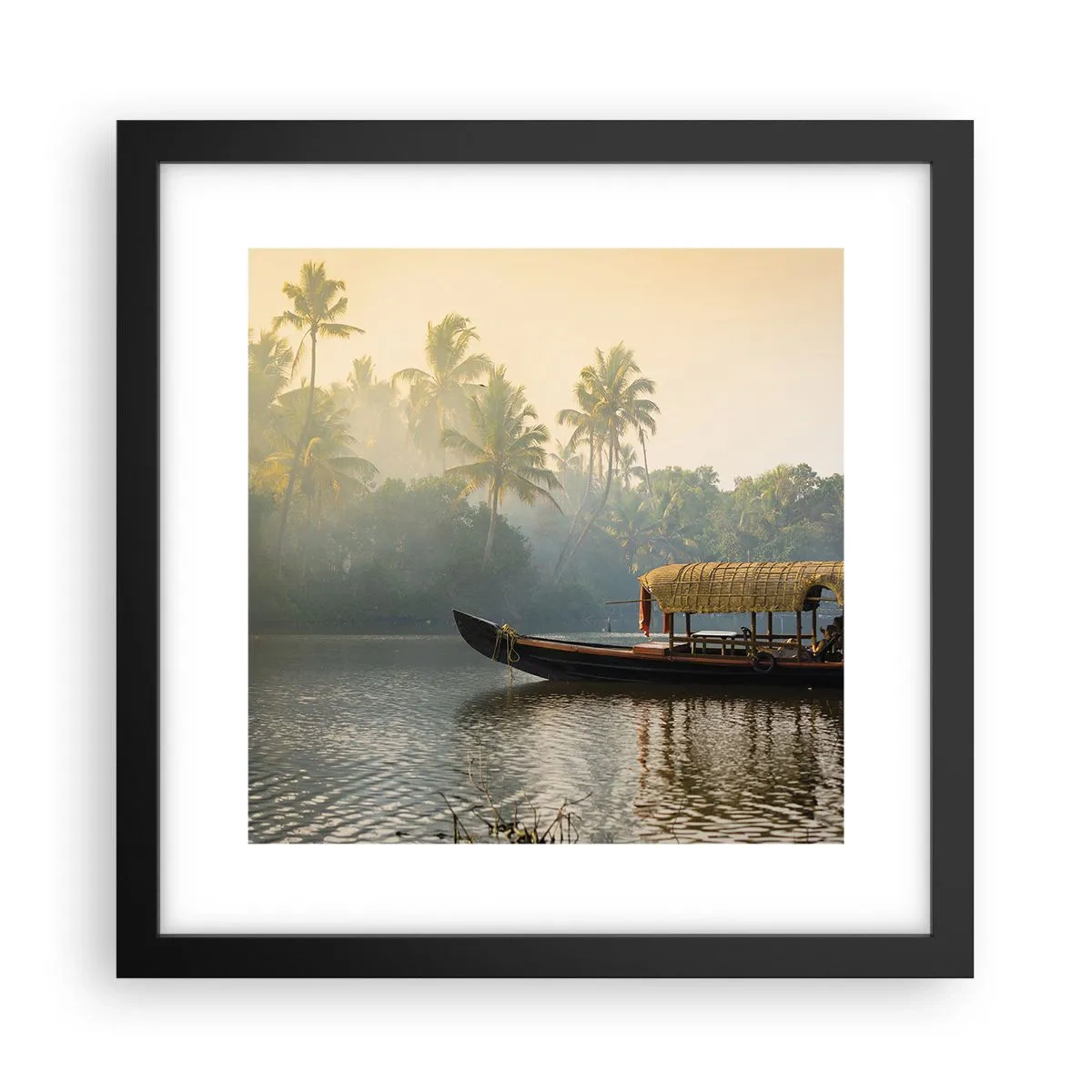 Affiche dans un cadre noir - Poster - Maison sur la rivière - 30x30 cm