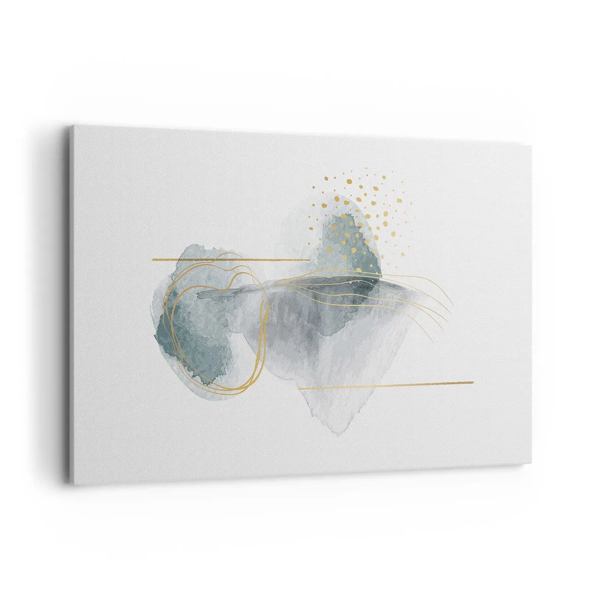 Impression sur toile - Image sur toile - Une composition abstraite dans des tons turquoise et or. - 120x80cm - À propos de la relation entre le gris et l'or - Décoration murale moderne pour le salon et la chambre ARTTOR