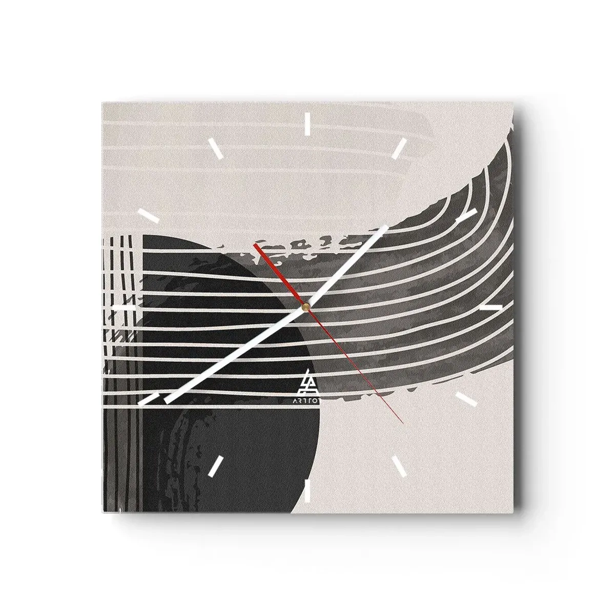 Horloge murale - Pendule murale - Motif abstrait avec des lignes et des formes géométriques - 30x30cm - Aller et retour - Décoration murale moderne pour le salon et la chambre ARTTOR