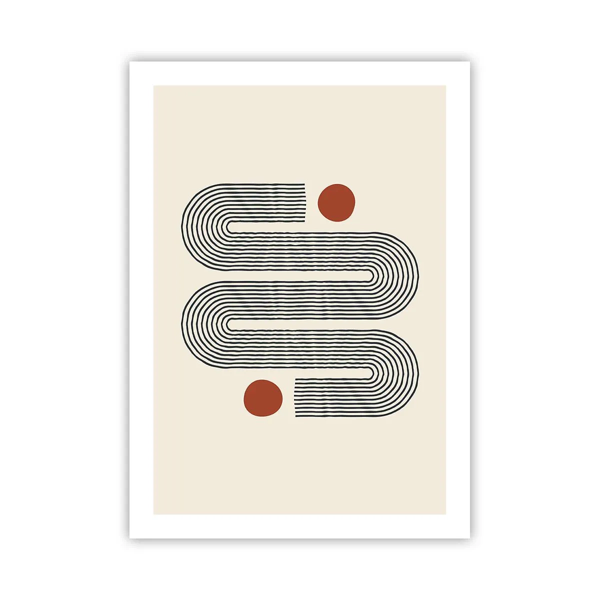 Affiche - Poster - Motif géométrique avec des lignes et des cercles rouges - 50x70cm - Du début à la fin - Décoration murale moderne pour le salon et la chambre ARTTOR
