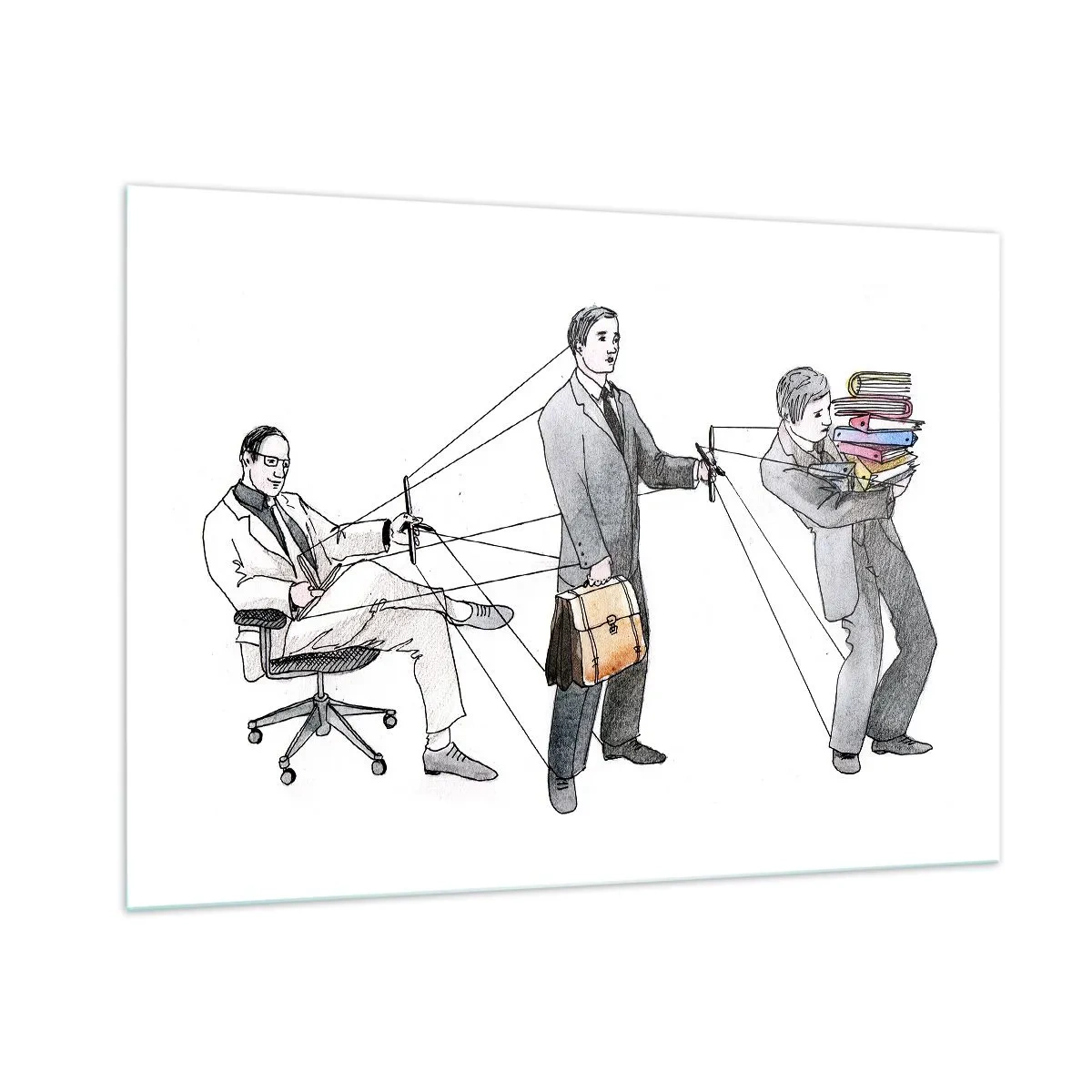 Impression sur verre - Image sur verre - Illustration de la hiérarchie du travail de bureau - 100x70cm - Chacun a son maître - Décoration murale moderne pour le salon et la chambre ARTTOR