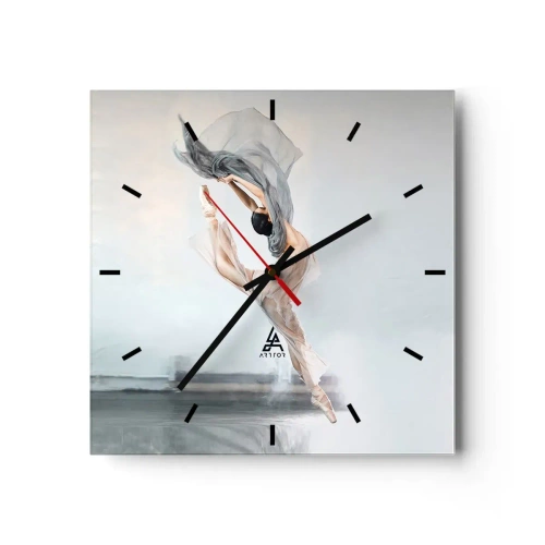 Horloge murale - Pendule murale - Une danseuse en mouvement dynamique sur un fond clair - 30x30cm - Dans le ravissement de la danse - Décoration murale moderne pour le salon et la chambre ARTTOR