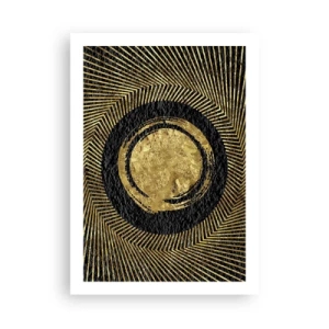 Affiche - Poster - Abstraction géométrique dorée sur fond noir - 50x70cm - Composition glamour - Décoration murale moderne pour le salon et la chambre ARTTOR