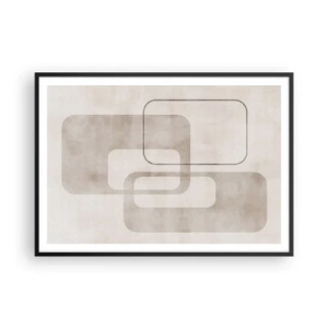 Affiche dans un cadre noir - Poster - Une composition minimaliste avec des rectangles dans des tons beiges sur un fond subtil. - 100x70cm - Fugue géométrique - Décoration murale moderne pour le salon et la chambre ARTTOR