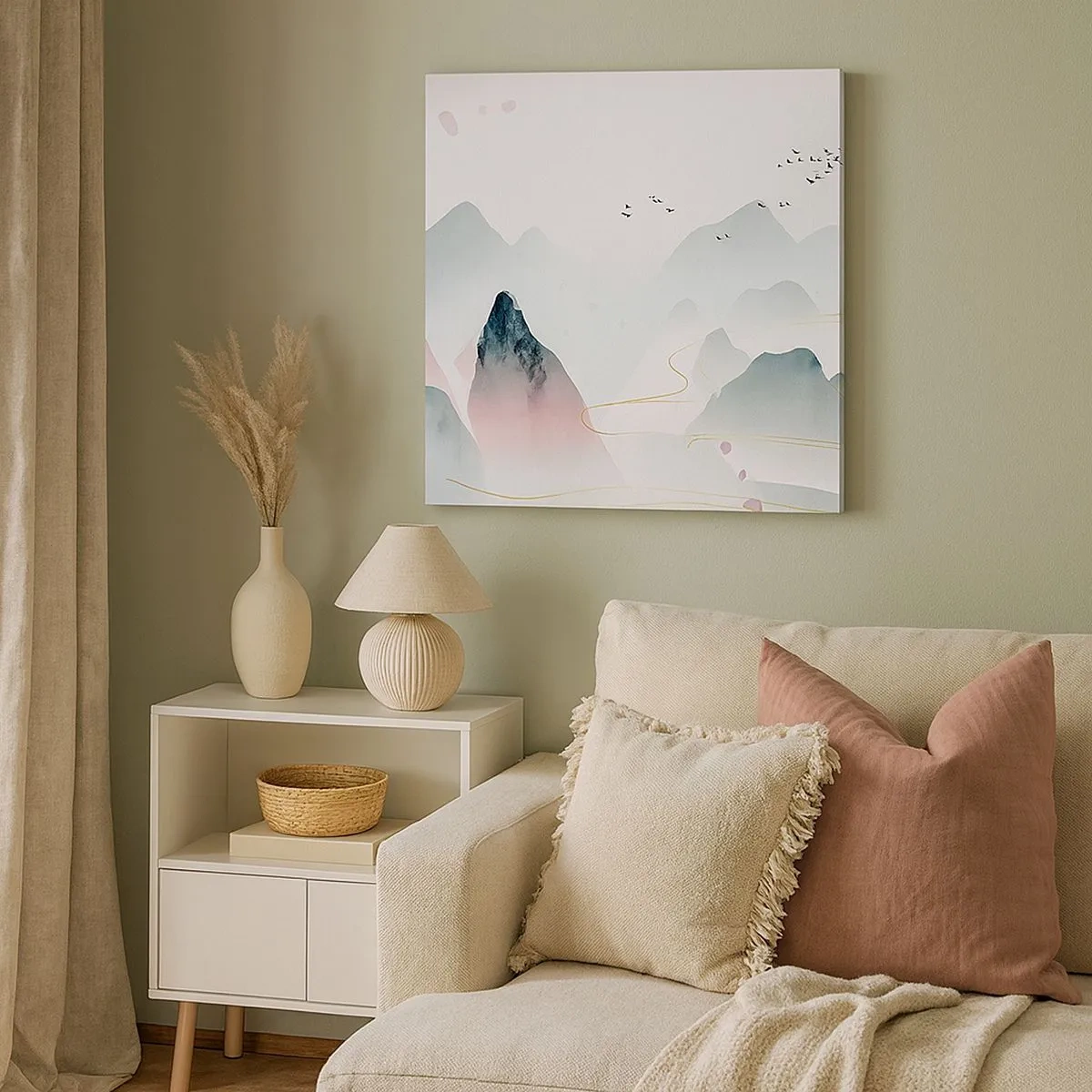 Impression sur toile - Image sur toile - Au-delà des sommets - 30x30 cm