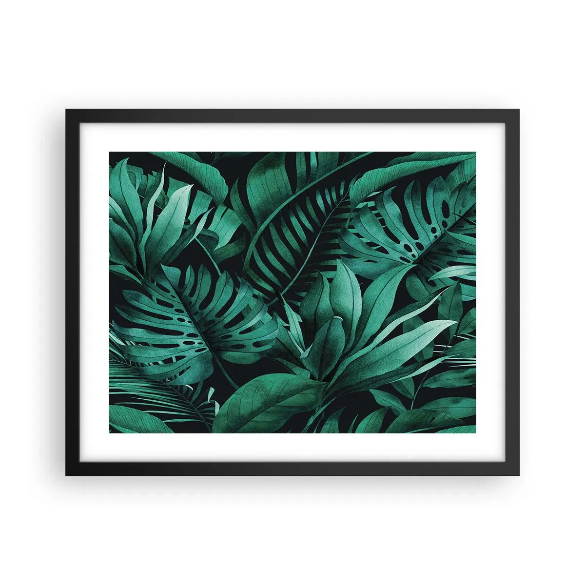 Affiche dans un cadre noir - Poster - Profondeur du vert tropical - 50x40 cm
