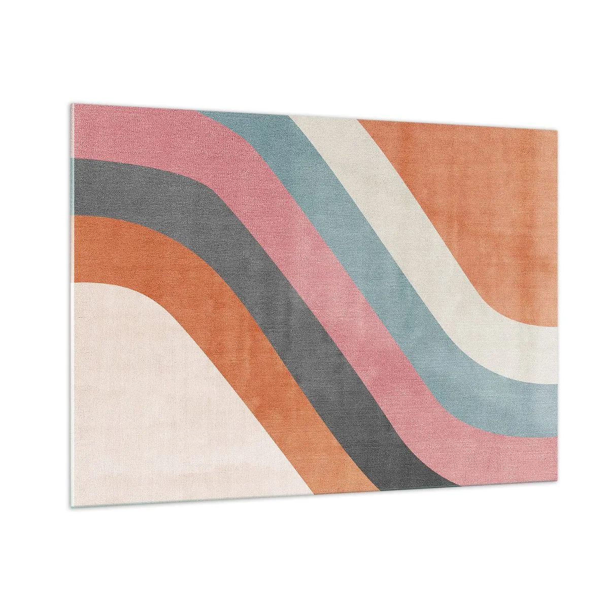 Impression sur verre - Image sur verre - Rayures diagonales colorées sur fond clair - 100x70cm - Composition diagonale – mouvement - Décoration murale moderne pour le salon et la chambre ARTTOR