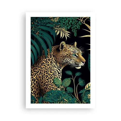 Affiche - Poster - Léopard doré dans la jungle tropicale - 50x70cm - Un hôte dans la jungle - Décoration murale moderne pour le salon et la chambre ARTTOR