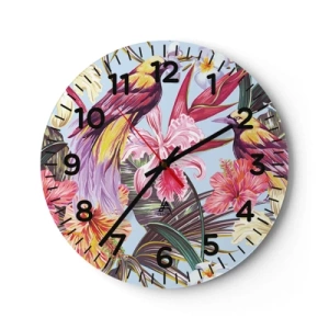 Horloge murale - Pendule murale - Pétales et plumes - 40x40 cm
