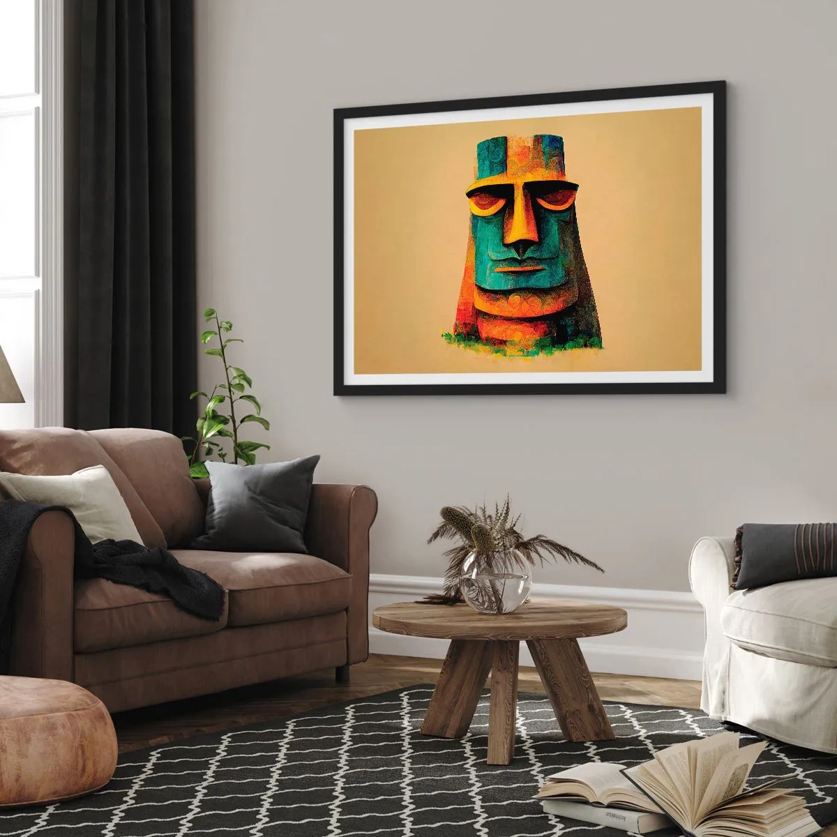 Affiche dans un cadre noir - Poster - Statuesque et sympathique - 50x40 cm