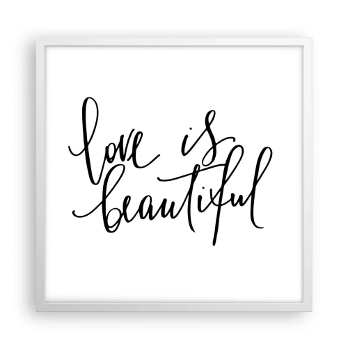 Affiche dans un cadre blanc - Poster - Lire et répéter - 50x50 cm