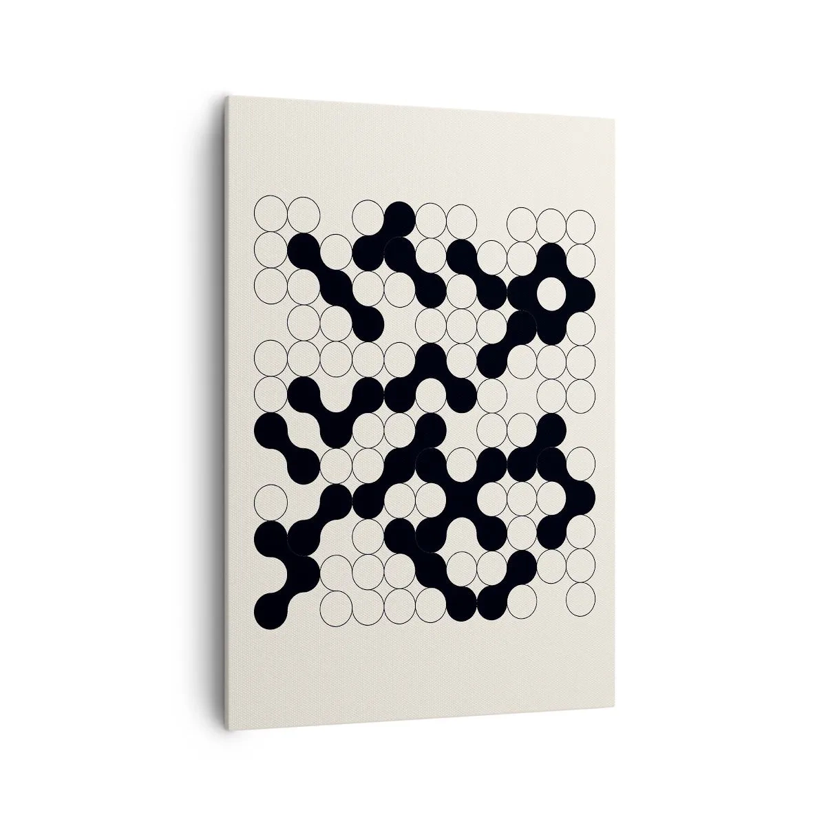 Impression sur toile - Image sur toile - Motifs noirs et blancs avec des cercles sur fond clair - 70x100cm - Jeu chinois – variation - Décoration murale moderne pour le salon et la chambre ARTTOR