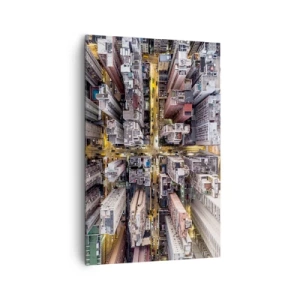 Impression sur toile - Image sur toile - Une vue plongeante sur une ville pleine de gratte-ciels - 80x120cm - Salutations de Hong-Kong - Décoration murale moderne pour le salon et la chambre ARTTOR