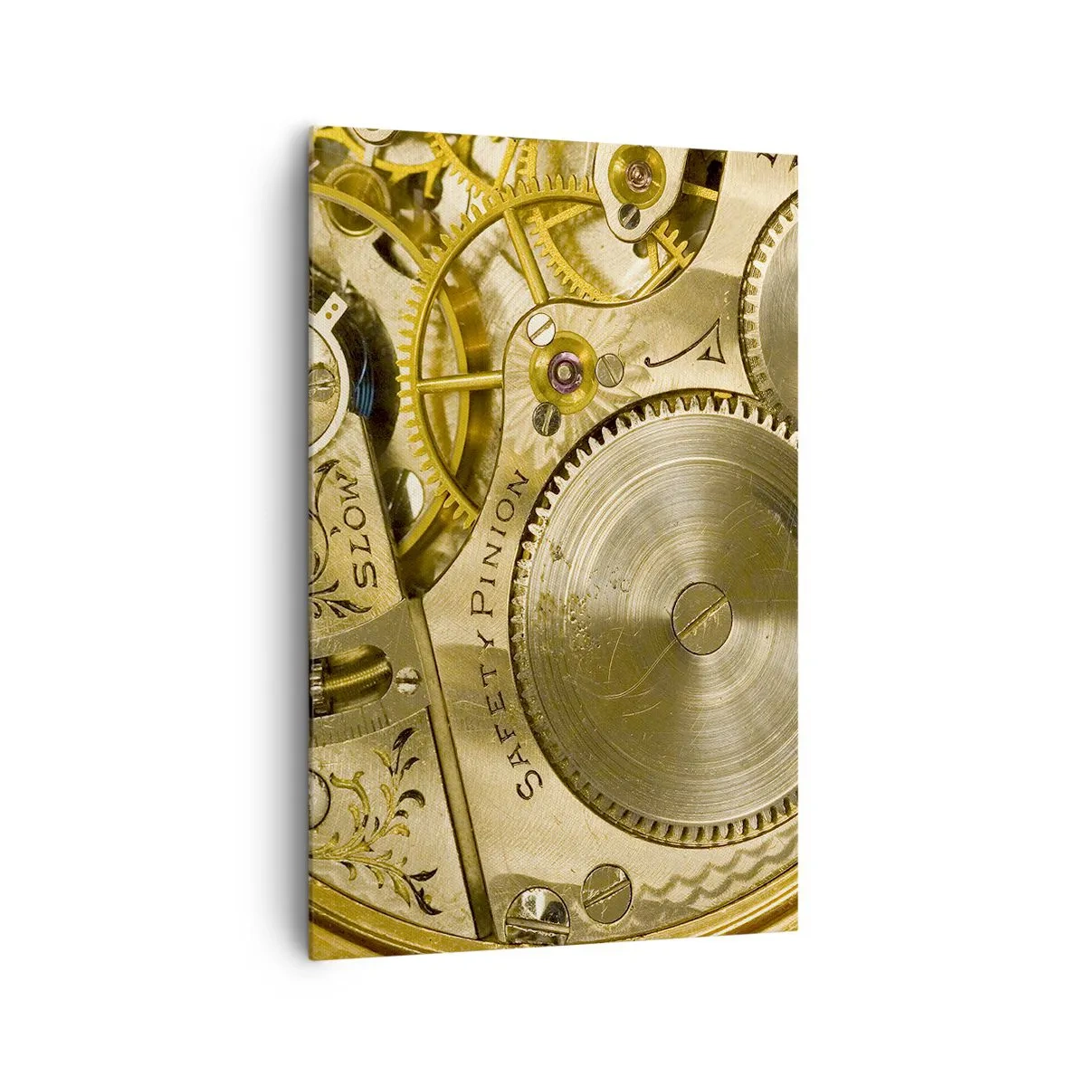 Impression sur toile - Image sur toile - Mécanisme de montre avec engrenages et détails visibles - 80x120cm - Marcher avec son temps - Décoration murale moderne pour le salon et la chambre ARTTOR