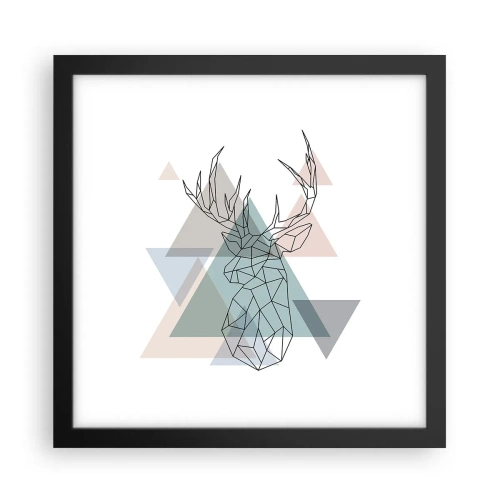 Affiche dans un cadre noir - Poster - Dans une forêt géométrique - 30x30 cm