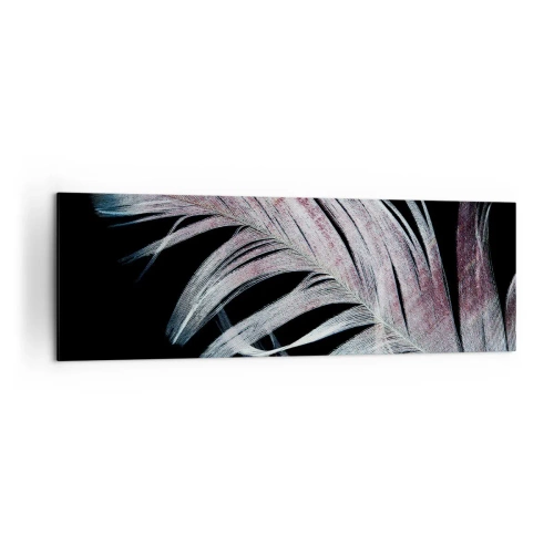 Impression sur toile - Image sur toile - Une plume délicate sur fond noir dans une démarche artistique - 160x50cm - Pensez au toucher - Décoration murale moderne pour le salon et la chambre ARTTOR