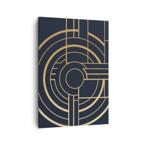 Impression sur toile - Image sur toile - Motif géométrique avec des lignes dorées - 50x70cm - Rotation des éléments - Décoration murale moderne pour le salon et la chambre ARTTOR