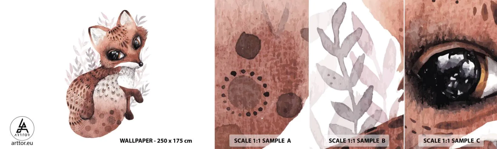 Échantillon de Papier Peint Autocollant Deluxe Sticker - Seulement à aimer - Pour les enfants, Renard, Conte de fées - 100x30 cm