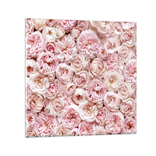 Impression sur verre - Image sur verre - Un lit de roses - 70x70 cm
