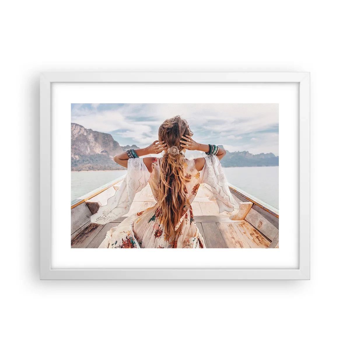 Affiche dans un cadre blanc - Poster - En route vers le bonheur - 40x30 cm