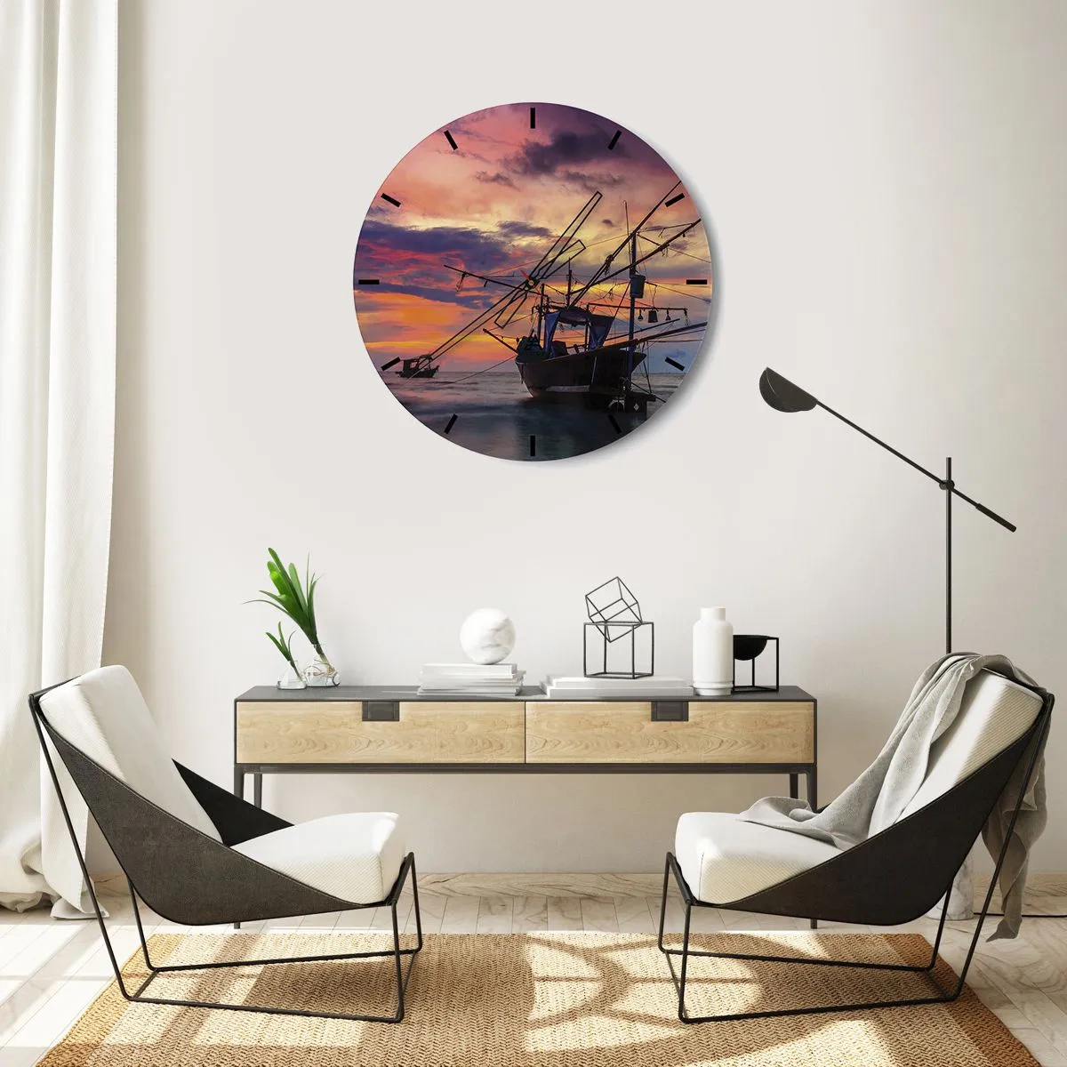 Horloge murale - Pendule murale - Soirée exotique - 40x40 cm