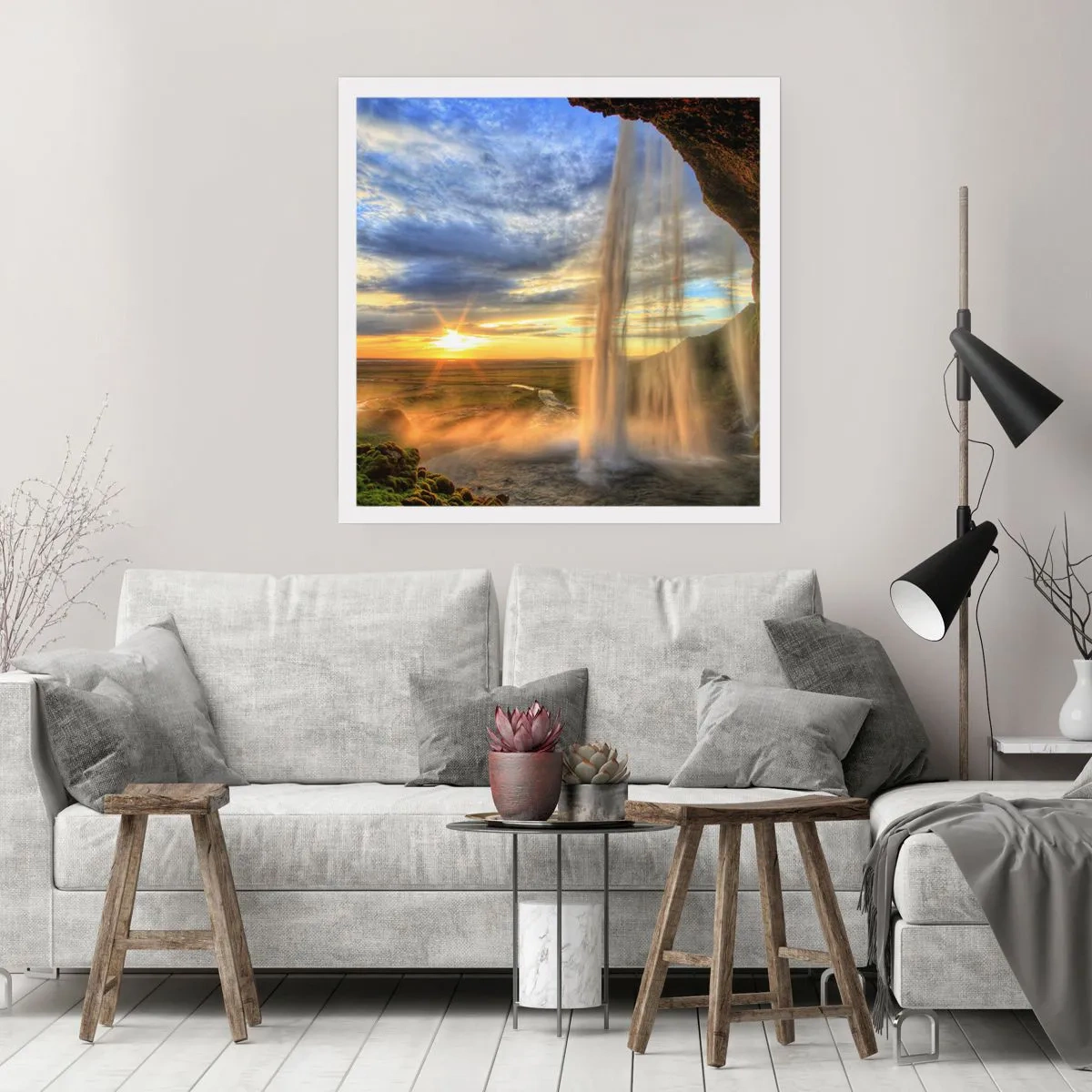 Affiche - Poster - Le monde derrière un voile de gouttes - 60x60 cm