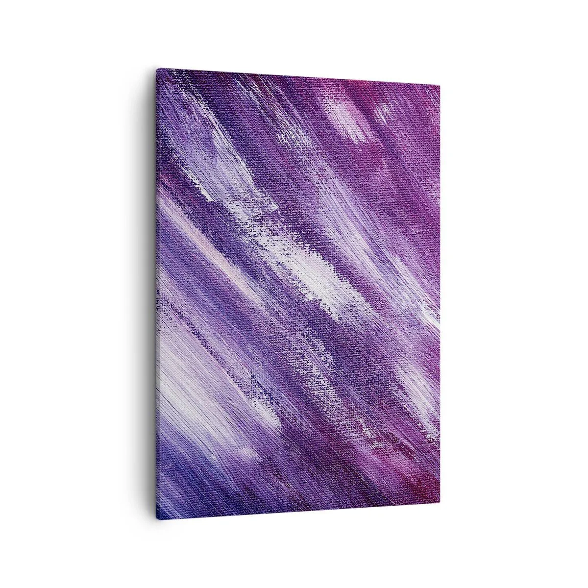 Impression sur toile - Image sur toile - Coups de pinceau abstraits dans des tons de violet et de rose - 50x70cm - Quand le vent ensoleillé souffle - Décoration murale moderne pour le salon et la chambre ARTTOR
