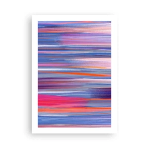 Affiche - Poster - Lignes horizontales abstraites dans des tons de bleu et de rose - 50x70cm - Ascension - Décoration murale moderne pour le salon et la chambre ARTTOR