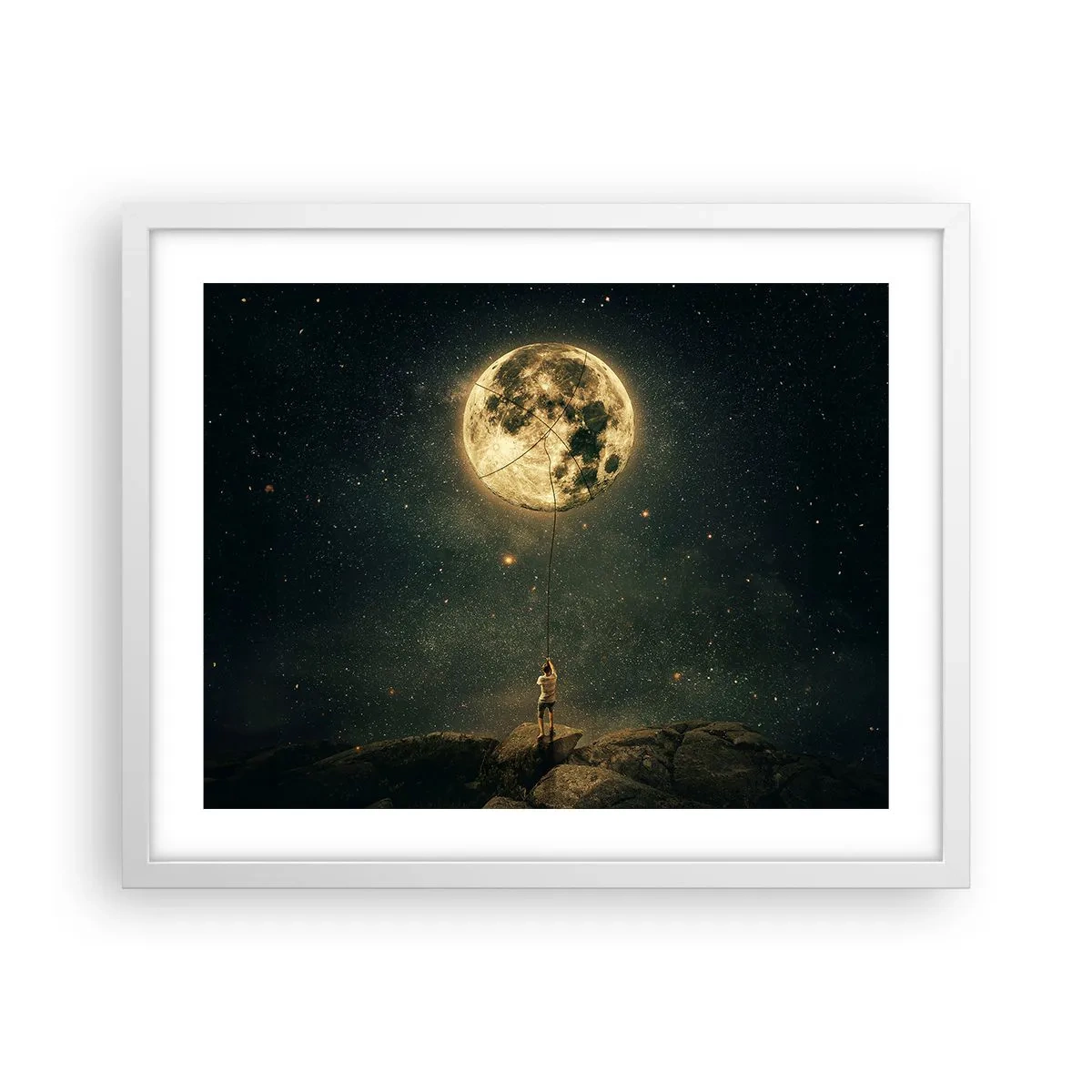 Affiche dans un cadre blanc - Poster - Celui qui a volé la lune - 50x40 cm