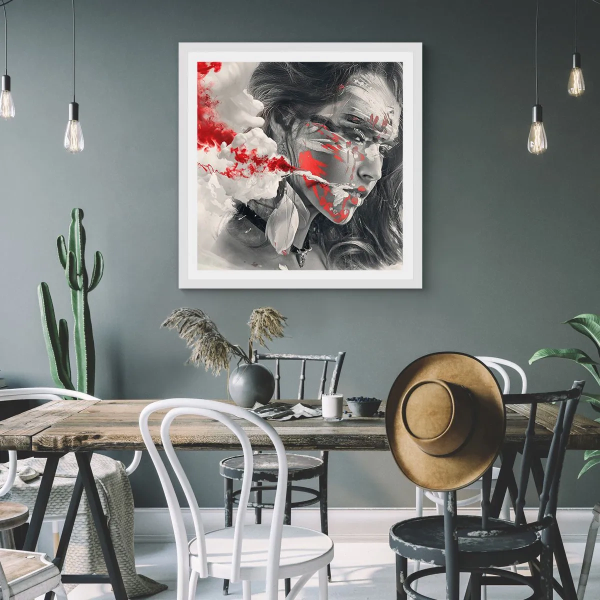 Affiche dans un cadre blanc - Poster - Dans les fumées de l'absurde - 40x40 cm