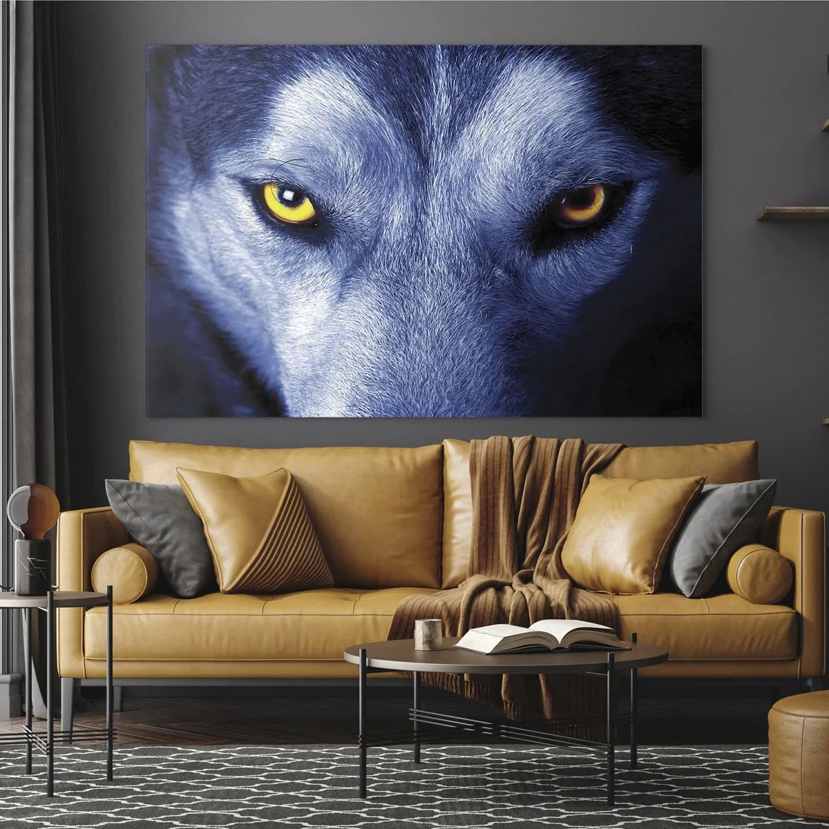 Impression sur verre - Image sur verre - Le regard envoûtant d'un loup - 120x80cm - Regars hypnotique - Décoration murale moderne pour le salon et la chambre ARTTOR