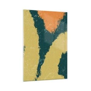 Impression sur verre - Image sur verre - Taches abstraites aux couleurs terreuses et vertes - 80x120cm - Abstraction – mouvement lent - Décoration murale moderne pour le salon et la chambre ARTTOR