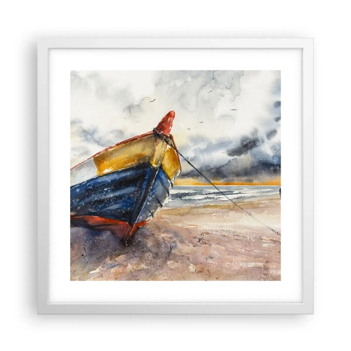 Affiche dans un cadre blanc - Poster - Repos sur le rivage - 40x40 cm