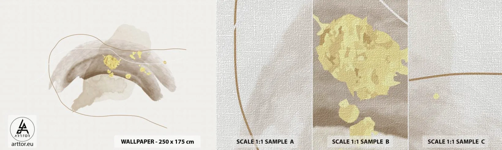 Échantillon de Papier Peint Premium Canvas - rencontré dans l'espace - Abstraction, Morceau, Modèle moderne - 100x30 cm