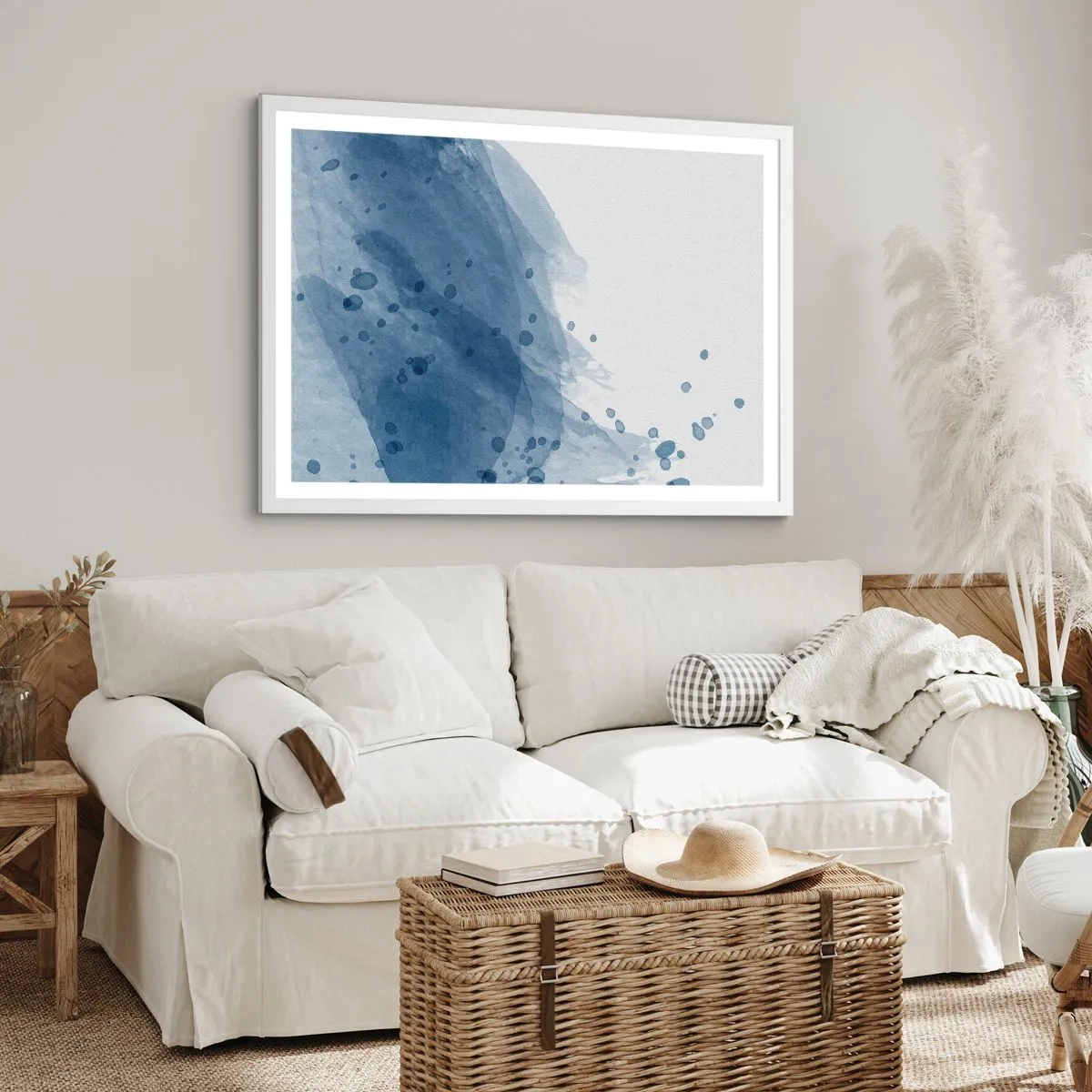 Affiche dans un cadre blanc - Poster - Tulle bleu - 100x70 cm