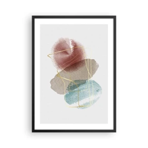 Affiche dans un cadre noir - Poster - Composition abstraite aux couleurs pastel - 50x70cm - Coraux de l'espace - Décoration murale moderne pour le salon et la chambre ARTTOR