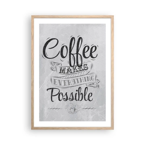 Affiche dans un chêne clair - Poster - Comment ne pas aimer le café maintenant - 50x70 cm