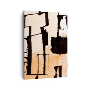 Impression sur toile - Image sur toile - Motifs géométriques dans les tons marron et beige - 50x70cm - De l’ordre malgré tout - Décoration murale moderne pour le salon et la chambre ARTTOR