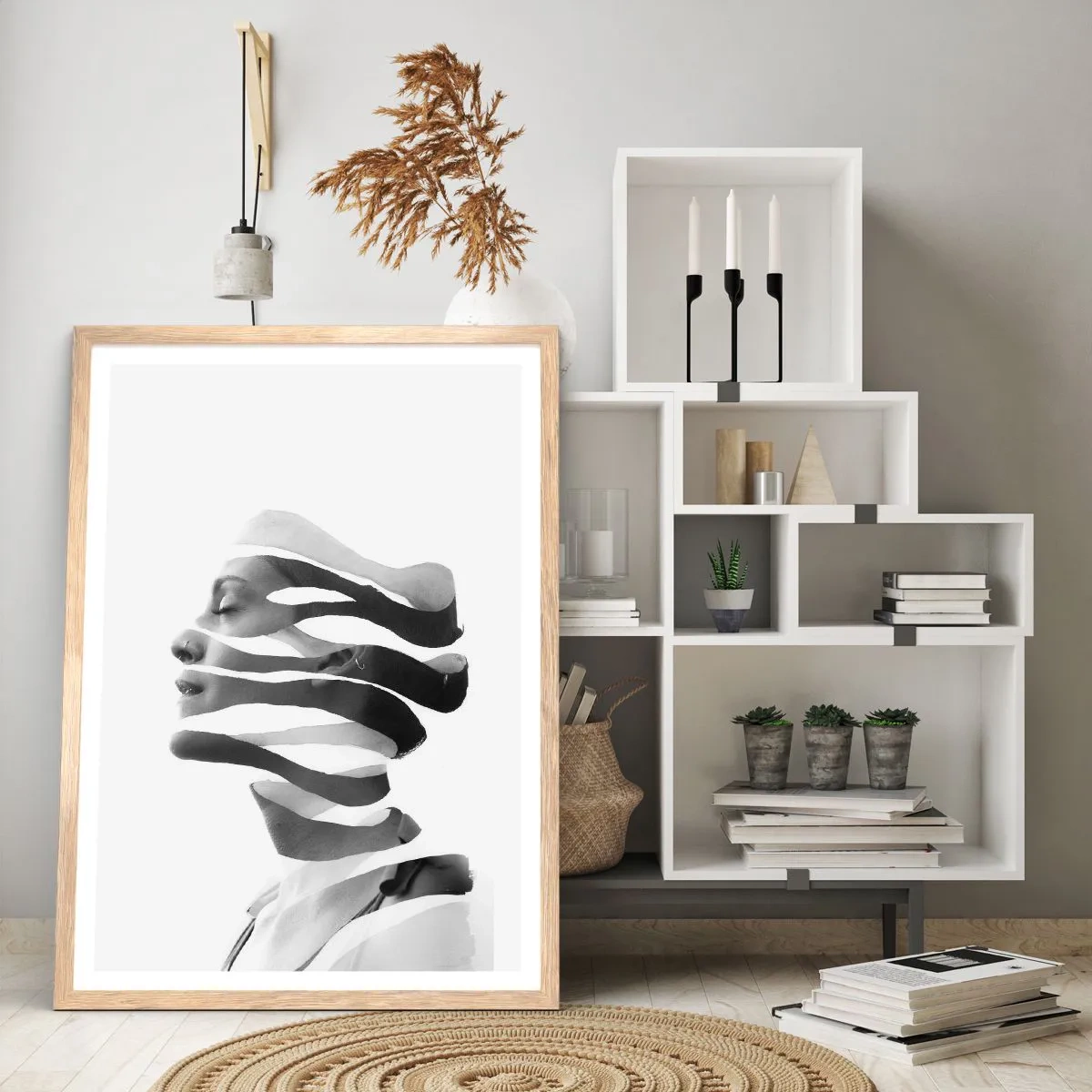 Affiche dans un chêne clair - Poster - Portrait surréaliste - 40x50 cm